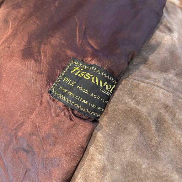 VINTAGE 70s Tissavel France Luxury Faux Fur Suede Made in Brittain Large - Picture 10 of 13